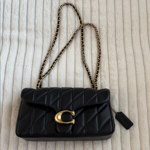 Coach Black Quilted Shoulder Bag with Gold Chain